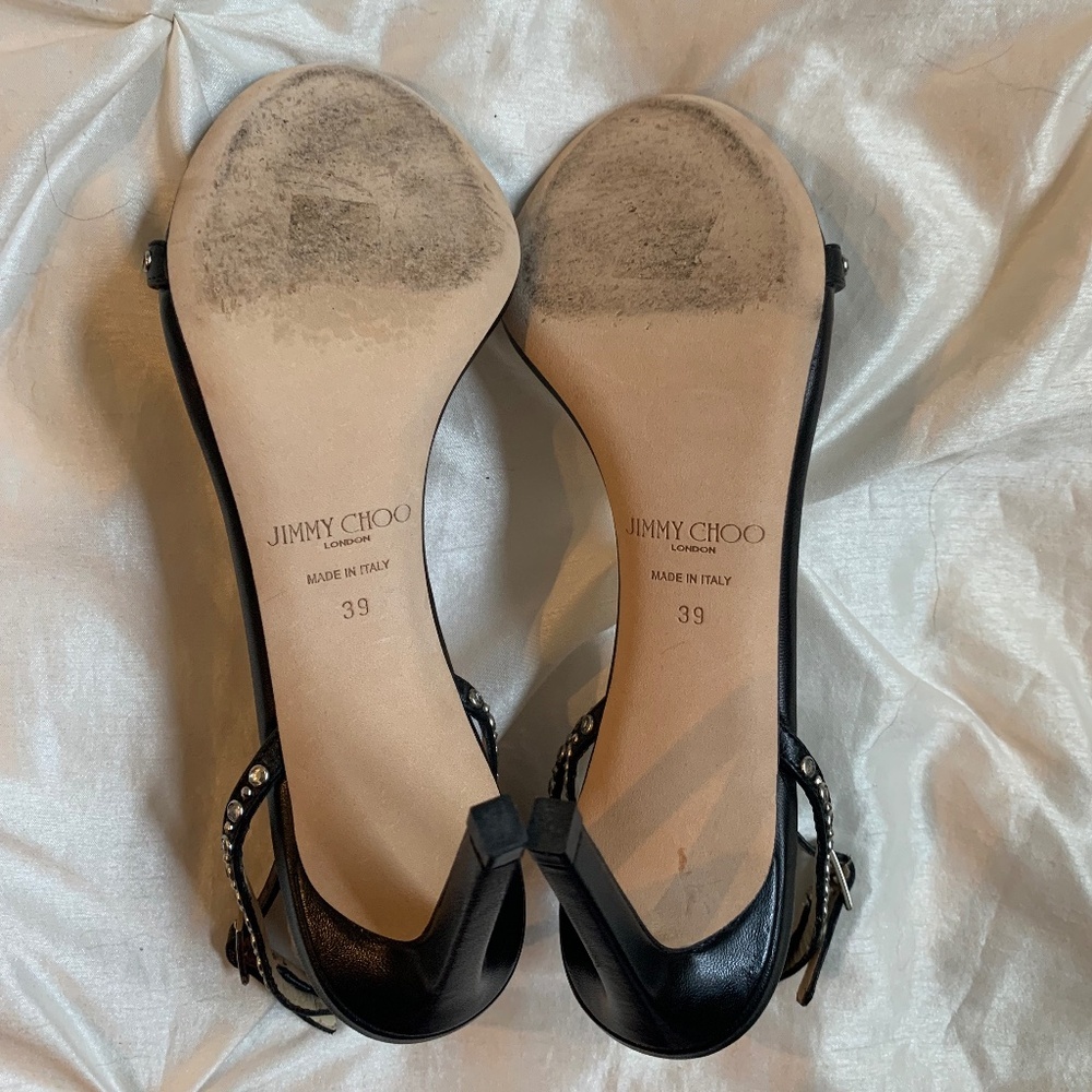 Jimmy Choo Black /Silver Studded Sandals sz 39 - Picture 6 of 7